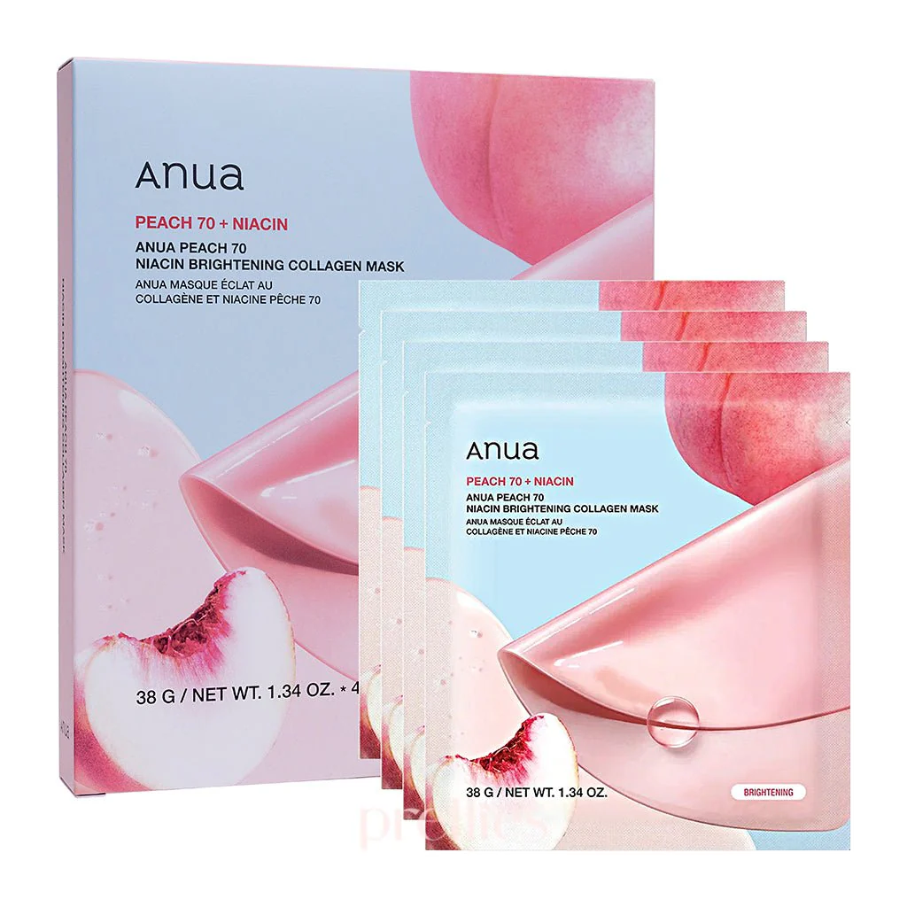 ANUA Peach 70 Niacin Brightening Collagen Mask (4pcs/Box)