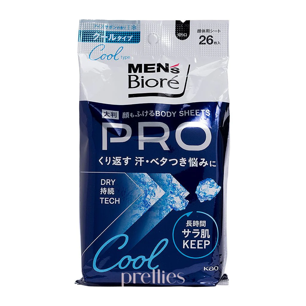 BIORE Men's Face & Body Cleansing Wipes PRO 26pcs (Cool Type)