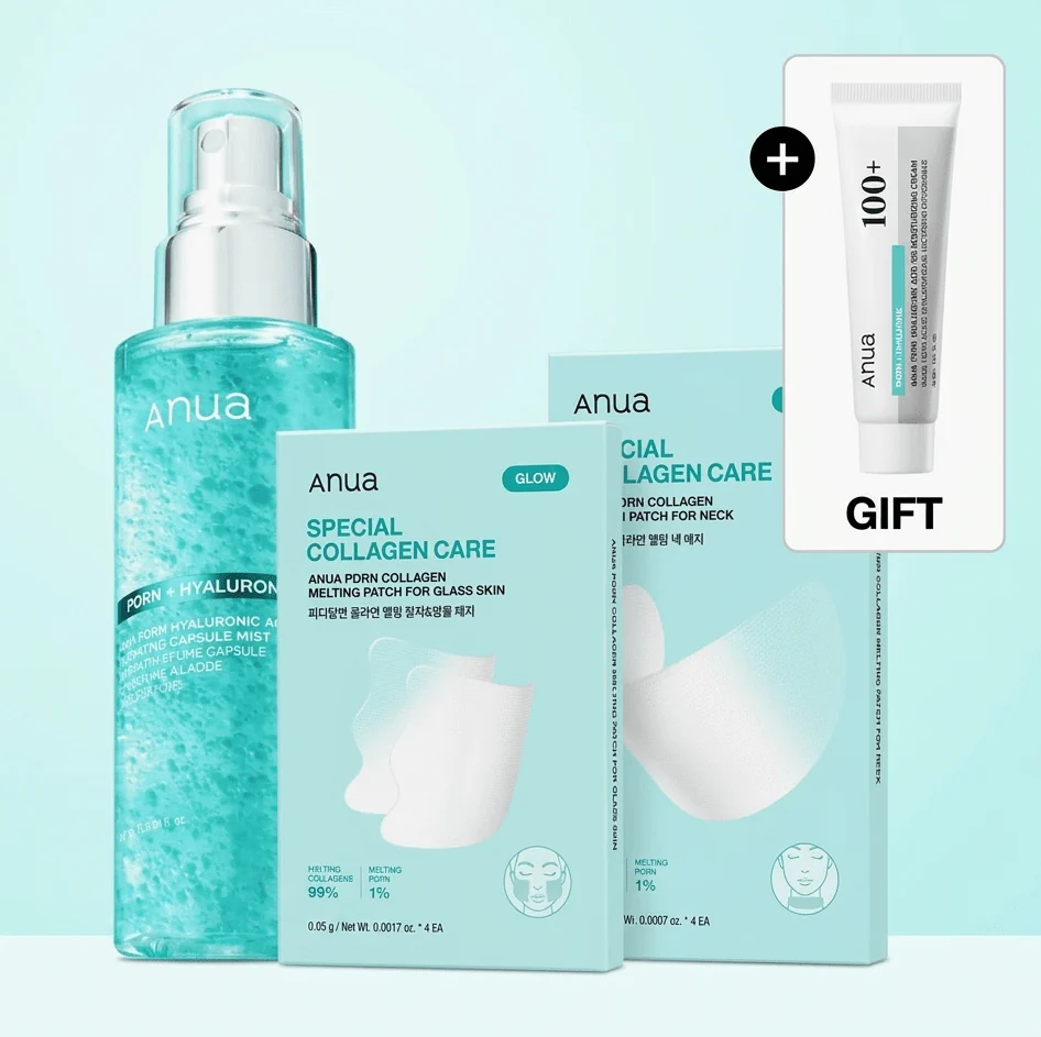 ANUA PDRN Hyaluronic Mist 100ml + Collagen Melting Patch 1+1 (Face & Neck) + FREE Acid 100 Moisture Cream 30ml [Set]