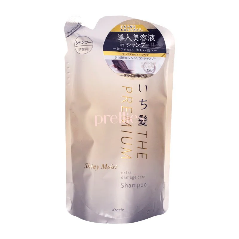 Kracie ICHIKAMI THE PREMIUM Shiny Moist Extra Damage Care Shampoo 340ml (Yellow) (Refill)