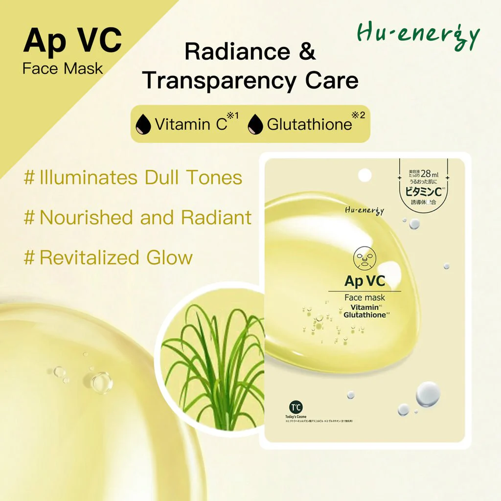 Popberry Hu Energy Face Mask Ap VC (Radiance/Transparency Care) 5 sheets - Image 2