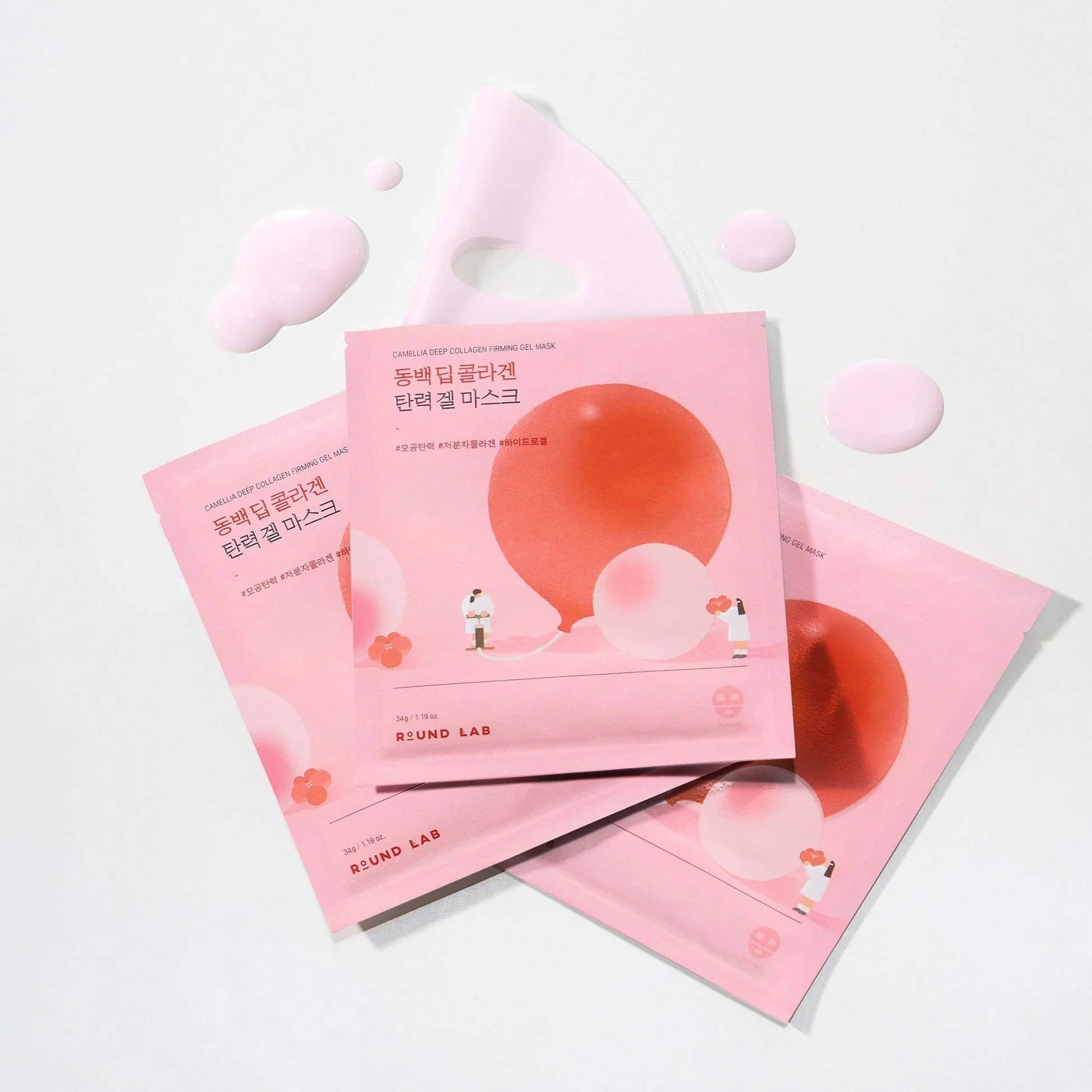 ROUND LAB Camellia Deep Collagen Firming Gel Mask 34g (4pcs/box) - Image 3