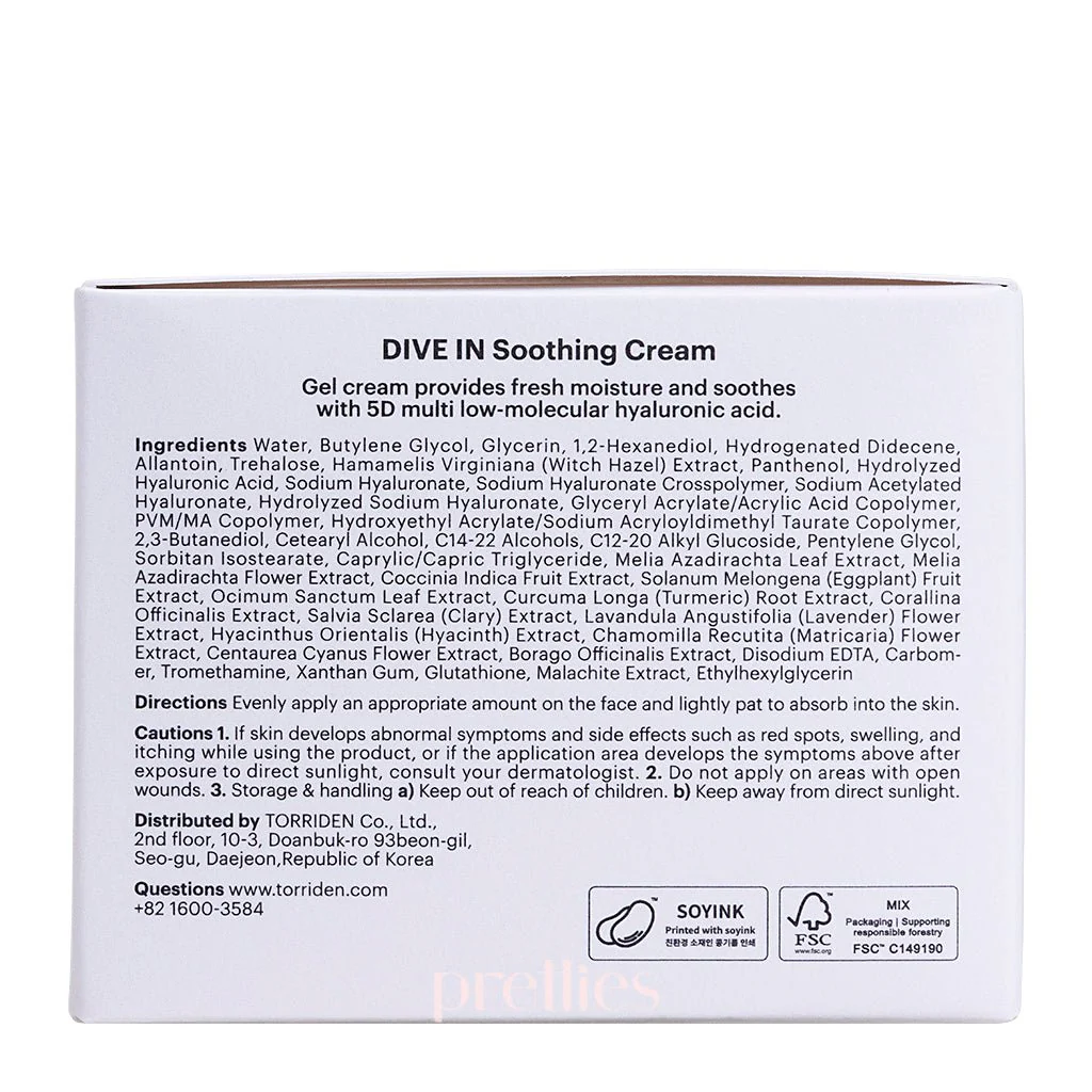 Torriden Dive In Low Molecular Hyaluronic Soothing Cream 100ml - Image 5